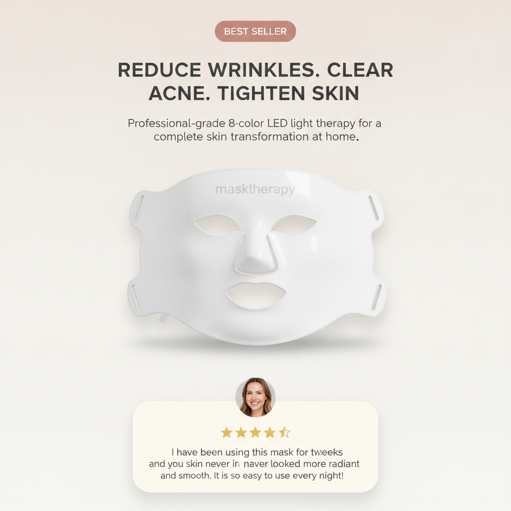 LED 8 Colors Face Mask and Neck Red Light  Near Infrared Therapy Anti Aging Wrinkle Acne Pore Oil Control Skin Tighten Whiten